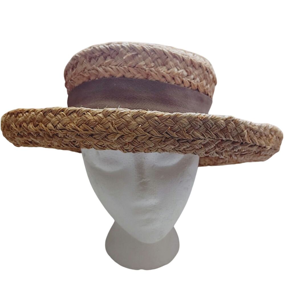 Helen Kaminski Australia Handmade Raffia Boater Hat Natural OS Madagascar - Picture 2 of 7